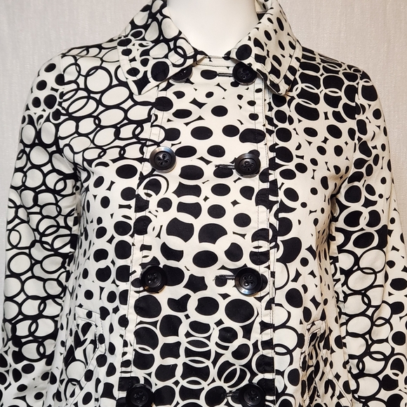 Appraisal Jacket Black White Circle Print Small Large Button A Frame Flare - Picture 2 of 14